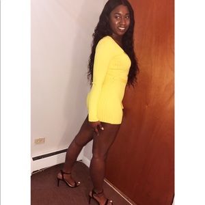 Sexy Long Sleeve Yellow Romper